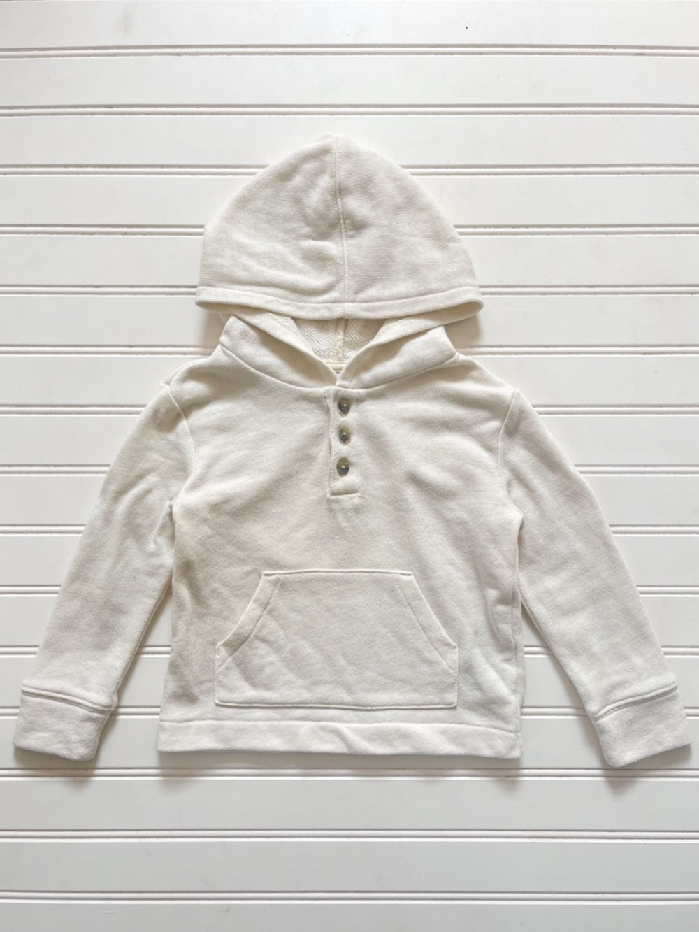 JANIE & JACK EUC Neutral Ivory Soft French Terrycloth Pullover Hoodie Sweatshirt